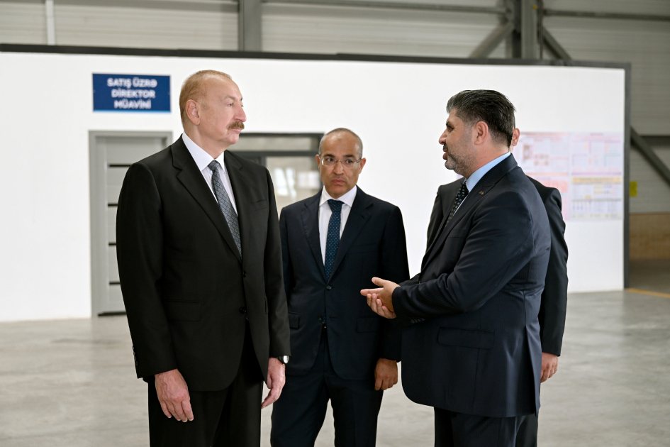 Prezident Qaradağda istehsal müəssisəsinin açılışında iştirak edib