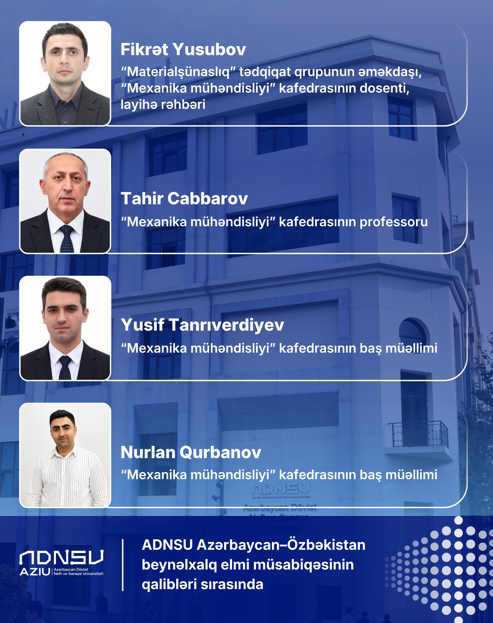 ADNSU Azərbaycan–Özbəkistan beynəlxalq elmi müsabiqəsinin qalibləri sırasında yer alıb
